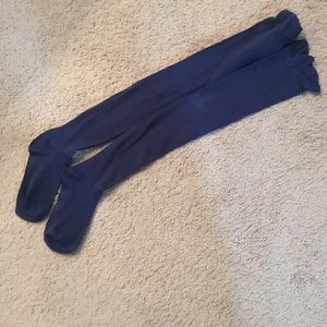Navy Blue Over the Knee Ribbed Socks